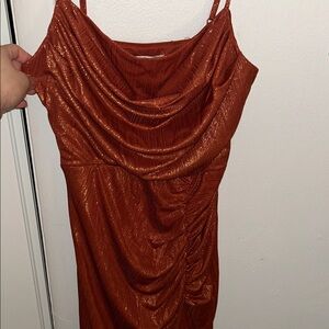 Glamorous Strapless Rust Dress